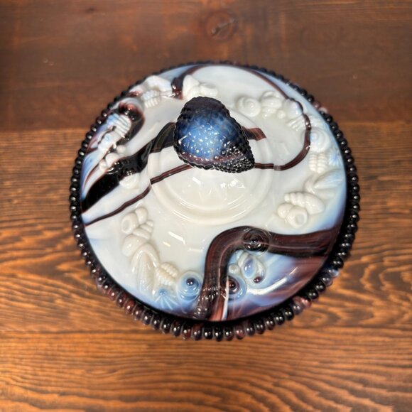 Vintage Westmoreland Argonaut Slag Glass Covered Trinket Dish Coastal Shell Dish - Picture 10 of 16